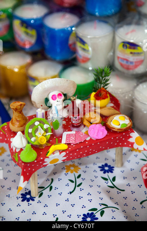 Ofrendas, sugared sweet altar offerings to clebrate Day of the Dead, at Jamaica Market in Colonia Jamaica in Venustiano Carranza Stock Photo