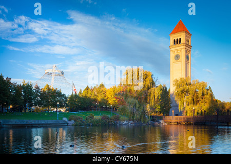 The Spokane clock tower in Riverfront Park in Spokane, Washington Stock Photo