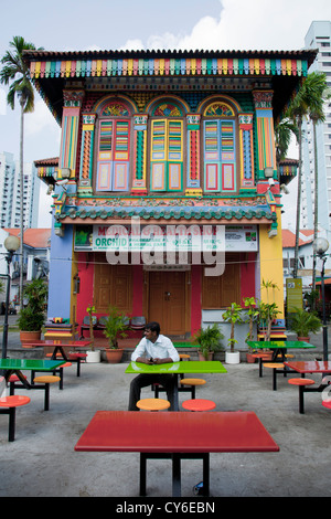 Colourful house in Little India, Singapore Stock Photo