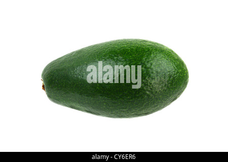 Green avocado isolated on white. Also known as alligator pear Stock Photo