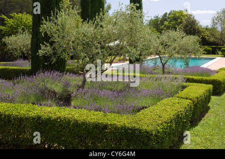 French estate with Italianate garden design of organic regional plants by Dominique Lafourcade Stock Photo