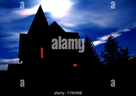 Halloween house against a cloudy sky Moon Stock Photo