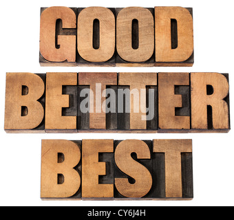 good, better, best - a collage of isolated words in vintage letterpress ...