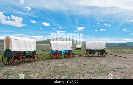 Nevada, Elko vicinity, California Trail Interpretive Center, wagon display Stock Photo