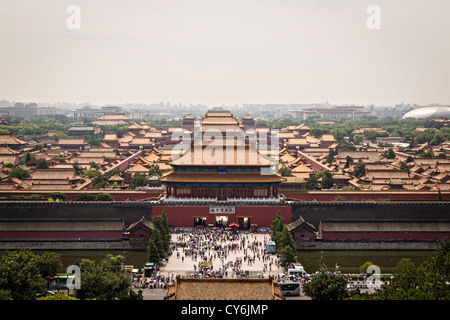 Aerial view of the Forbidden City as seen from Prospect Hill in Jing Shan Park during summer in Beijing, China Stock Photo