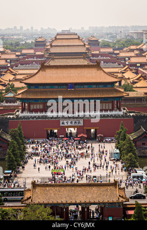 Aerial view of the Forbidden City as seen from Prospect Hill in Jing Shan Park during summer in Beijing, China Stock Photo