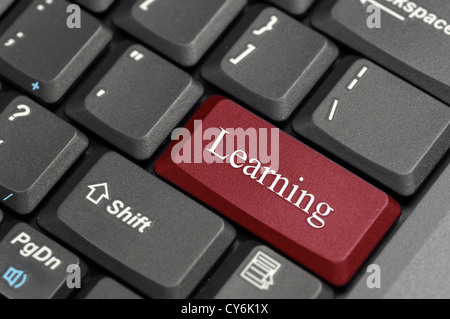 Learning on keyboard Stock Photo