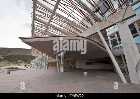 Entrance to Scottish Parliament Building in Edinburgh Stock Photo