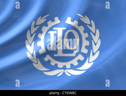 ILO - International Labour Organization logo symbol flag Stock Photo