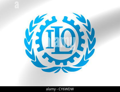 ILO - International Labour Organization logo symbol flag Stock Photo