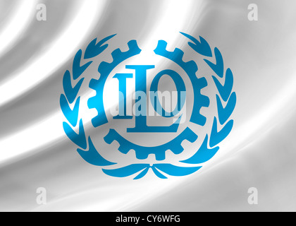 ILO - International Labour Organization logo symbol flag Stock Photo