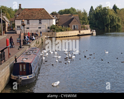 The Quay in St Ives, taken from the river bridge over the Great Ouse river. Stock Photo