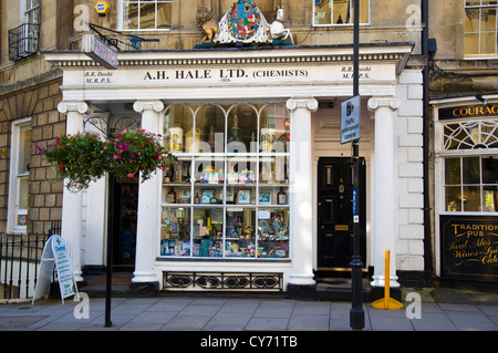 Old traditional chemists shop on Argyle Street in Bath city Stock Photo