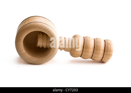 wooden nutcracker on white background Stock Photo