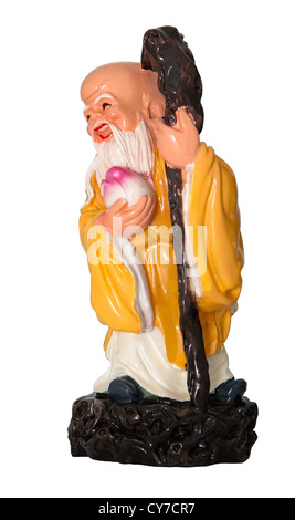 Porcelain figurine of the Chinese god of health and longevity Stock Photo