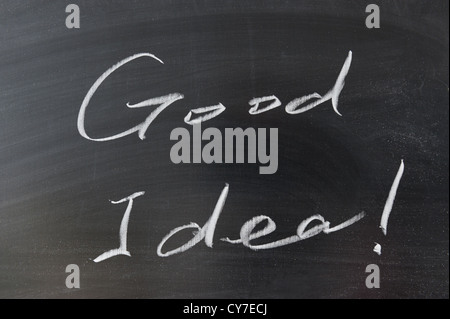 Good idea words written on chalkboard Stock Photo