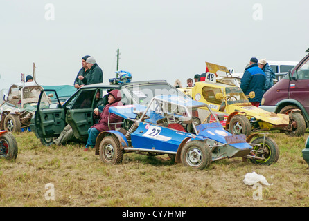 View racing car camping. Stock Photo