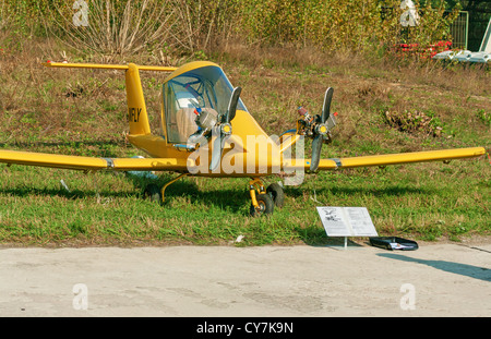 Ultralight homebuilt airplane type Cri-Cri. Stock Photo