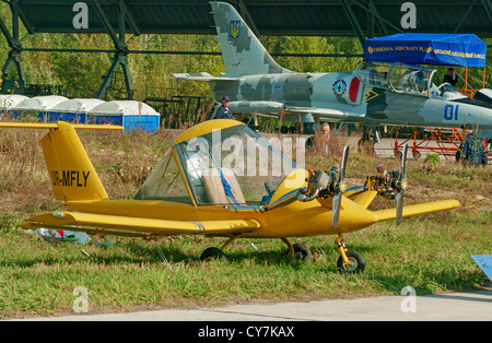 Ultralight homebuilt airplane type Cri-Cri. Stock Photo