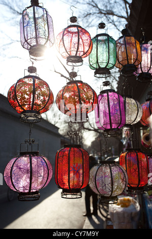 colorful lantern against beijing forbidden city wall,beijing China Stock Photo