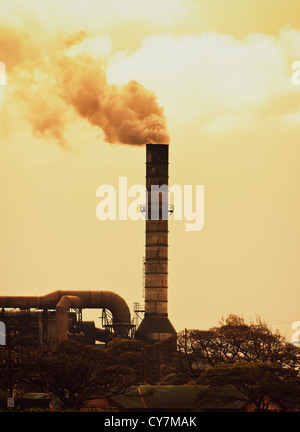 Concept of Global Warming, Pollution smoke from factory Stock Photo
