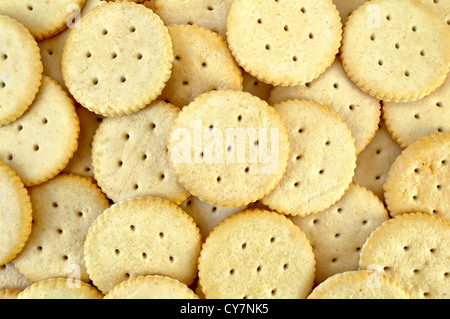 The texture of the yellow round crackers Stock Photo