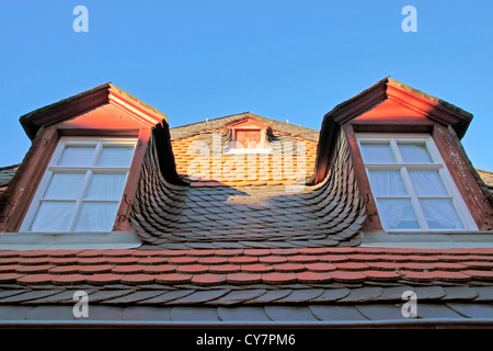 Dormer window of a timber-framed house in Kiedrich, Rheingau, Hesse, Germany Stock Photo