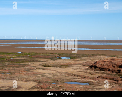 The River Dee estuary with tide out in West Kirby Wirral UK Stock Photo