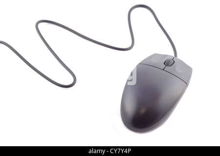 Black cable mouse isolated on white Stock Photo