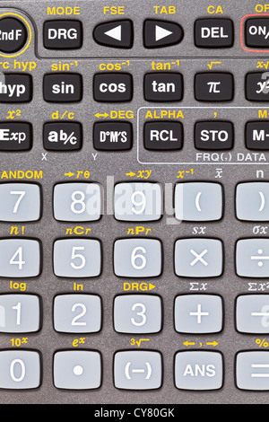 buttons of scientific calculator with mathematical functions close up Stock Photo