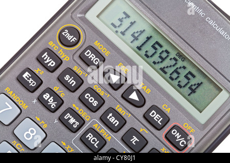 display of scientific calculator with mathematical functions close up Stock Photo