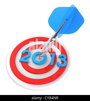 Dart hitting target - New Year 2013 Stock Photo