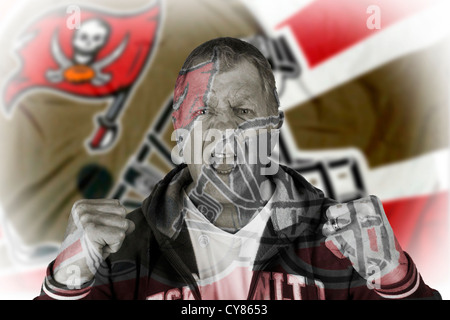 Tampa Bay Buccaneers NFL fanatical enthusiastic loyal angry American football fan. Stock Photo