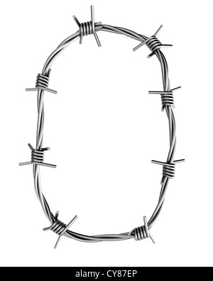 Letter O made from barbed wire Stock Photo