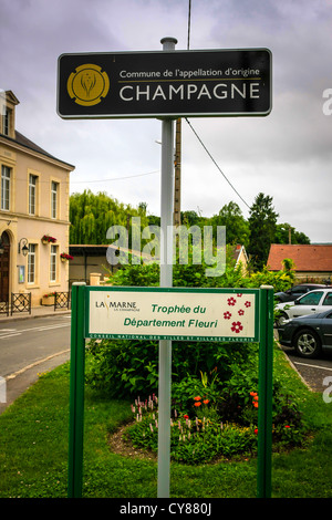 Champagne region of France signpost Stock Photo