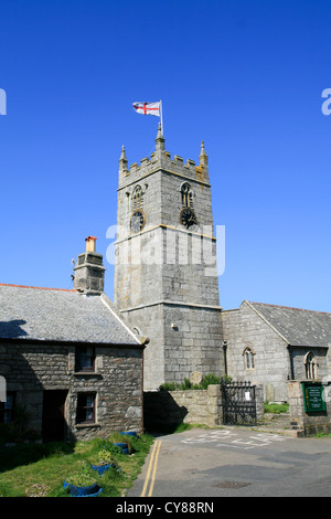 Parish church St Georges Flag St Just Cornwall England UK Stock Photo