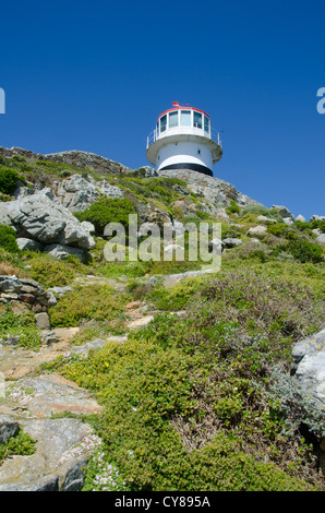 Lighthouse at the Western Cape, Table Mountain National Park, Cape town, South Africa. Stock Photo