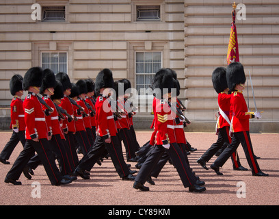 The Changing of the Guards at Buckingham Palace in London Stock Photo