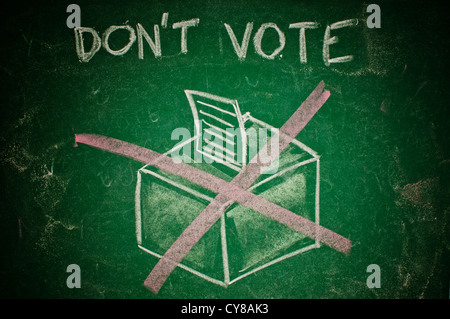 Don't vote concept; handdrawn ballot box on a green chalkboard Stock Photo