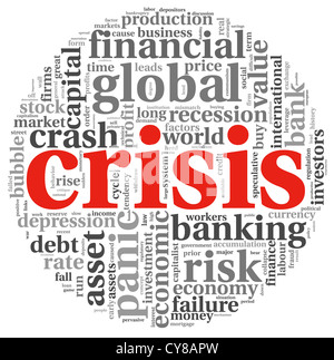 Crisis concept in info-test grapthics on white background Stock Photo ...