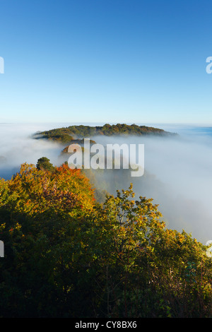 Mist in the Wye Valley at Symonds Yat. Herefordshire. England. UK.