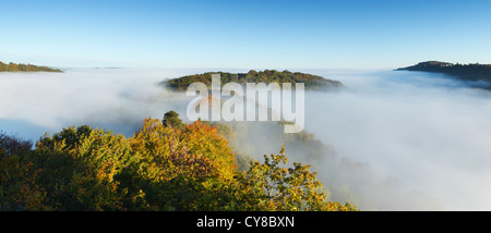 Mist in the Wye Valley at Symonds Yat. Herefordshire. England. UK.