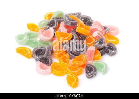 Heap Colorful Jelly Candies, on white background Stock Photo