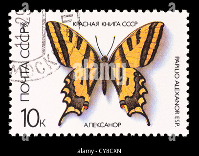Postage stamp from the Soviet Union depicting a Alexanor or Southern Swallowtail  (Papilio alexanor) Stock Photo