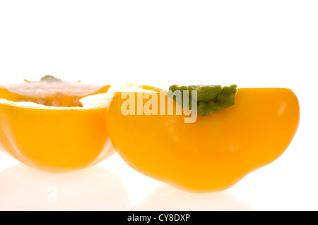 Yellow bell pepper photographed on a white back ground Stock Photo