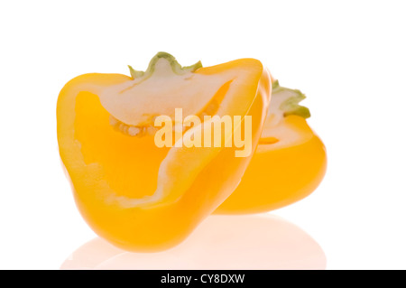 Yellow bell pepper photographed on a white back ground Stock Photo