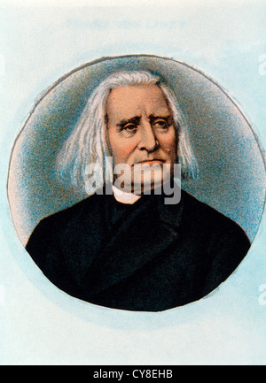 Franz Liszt (1811-1886), Hungarian composer, Portrait, Lithograph Stock Photo