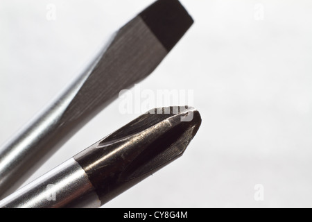 Close up of screw drivers against white background. Stock Photo