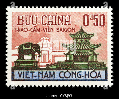 Postage stamp from (south) Vietnam depicting a temple in Saigon. Stock Photo