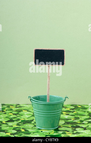 Blank sign in gardening pot Stock Photo